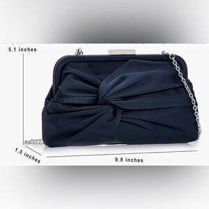 Navy Blue Satin Clutch Bag